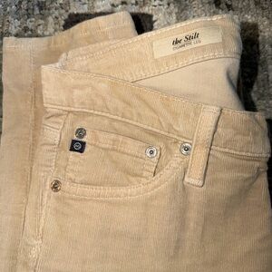 Ag Adriano Goldschmied Women's Tan Corduroy Jeans, Cigarette Leg 💛